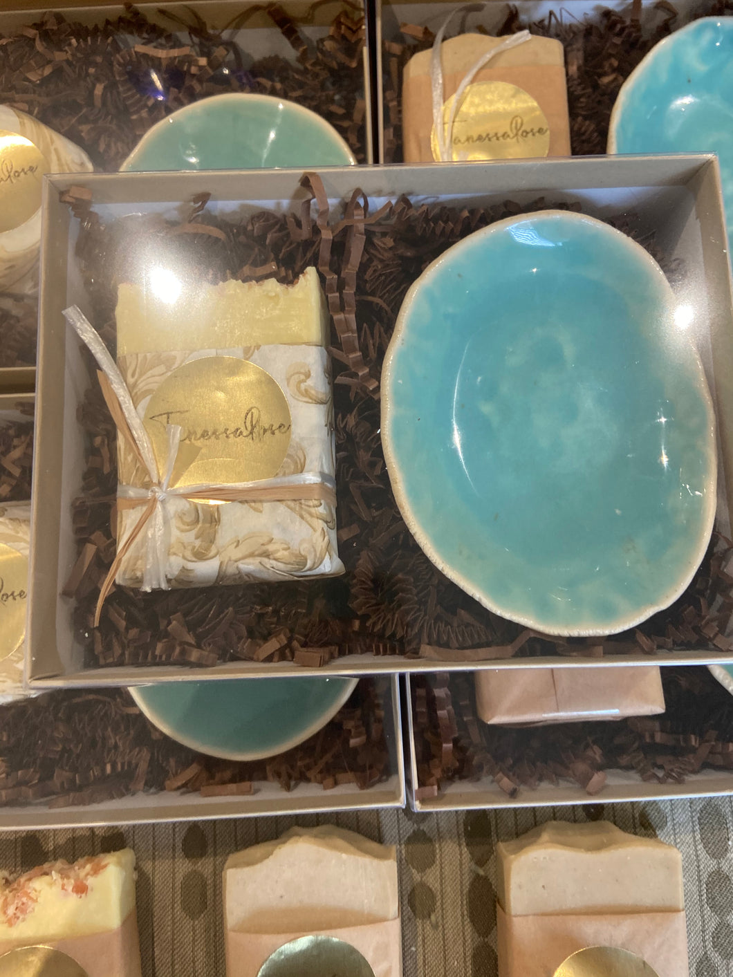 Our boxed soap gifts sets make it easier than ever to make gift giving seamless and special. They include cold-processed soap and a beautifully inspired, hand crafted soap dish in Ocean Blue or Sea Green.