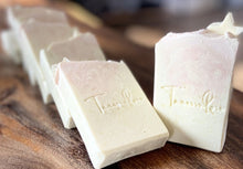 Load image into Gallery viewer, This delicately-infused soap beauty bar is created in the cold-processed method and includes notes of rose, wintergreen and patchouli, leaving you feeling exquisitely feminine and incredibly invigorated.
